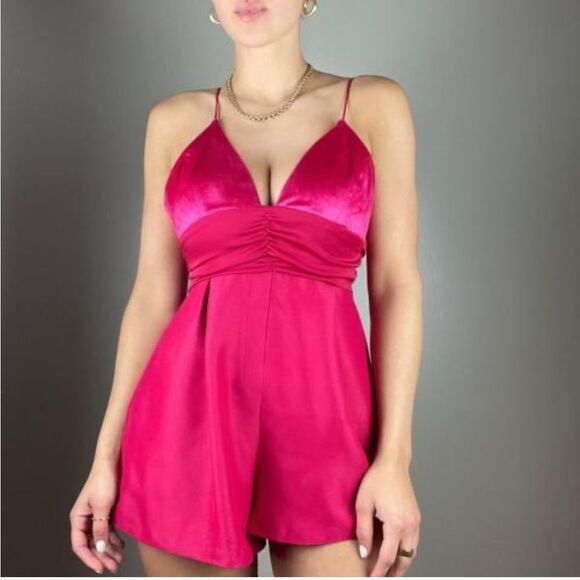 Free People Sylkie Vibrant Pink Romper - Picture 5 of 8